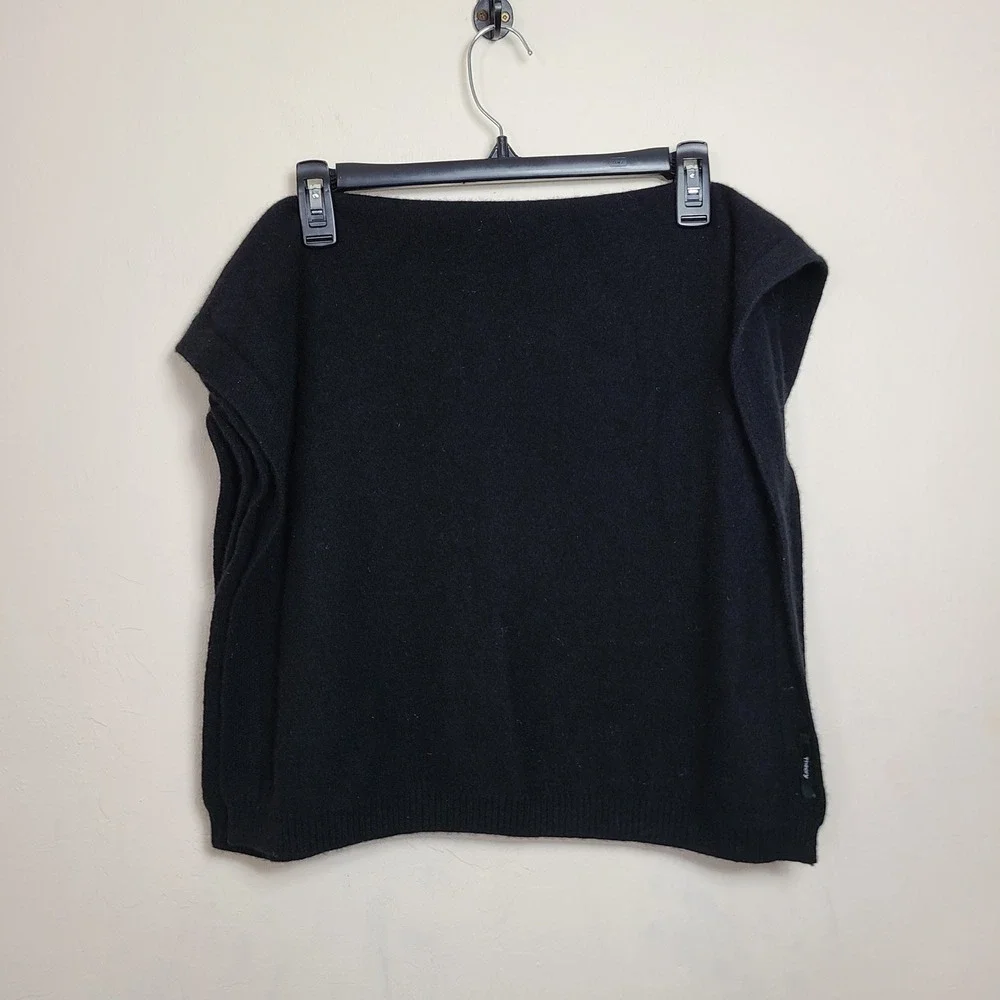Theory Black 100% Cashmere Oversized Scarf Winter Minimalist Quiet Lux Old Money - Picture 11 of 13
